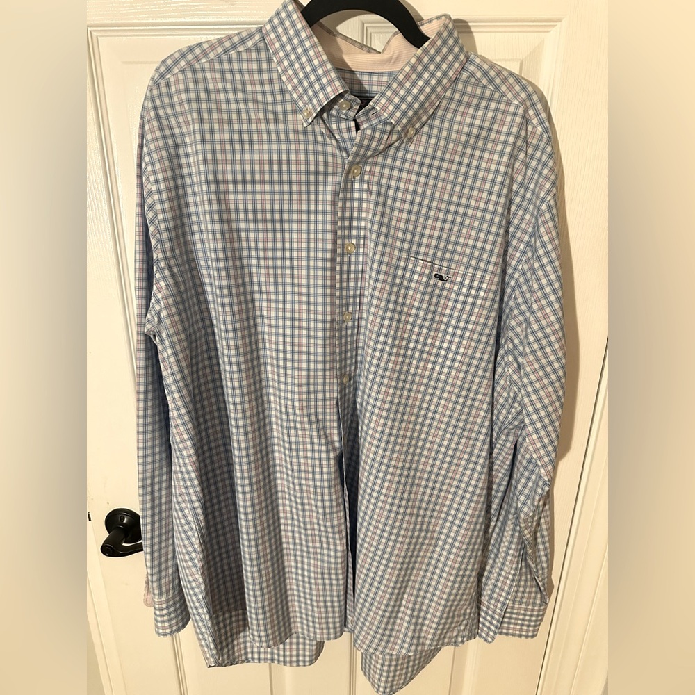 VINEYARD VINES Button-Down~Size XXL~Slim Fit Tucker Shirt~Blue White Pink~